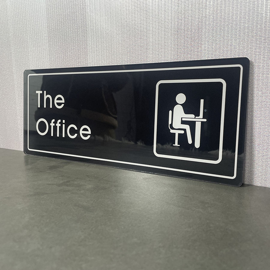 Lush Prime-Series Office Sign | Modern Black Acrylic | Self-Adhesive Name Plaque