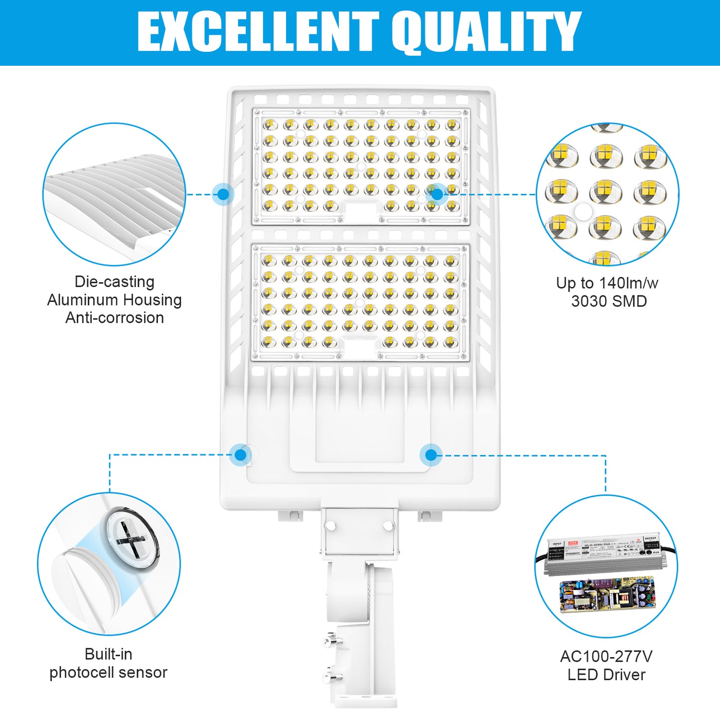 High Voltage 480V LED Parking Lot Lighting for US Facilities