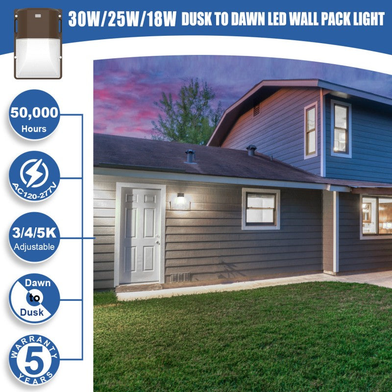 Lush Pro-Wall Mini | Tunable 18W-30W LED Wall Pack | 3-Color Selectable