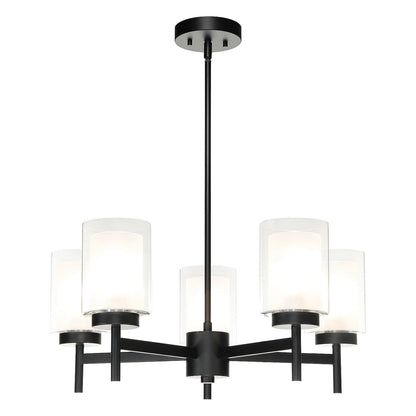 Modern Black 5-Light Glass Dining Room Chandelier