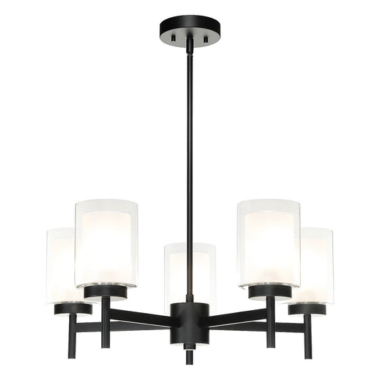 Modern Black 5-Light Glass Dining Room Chandelier