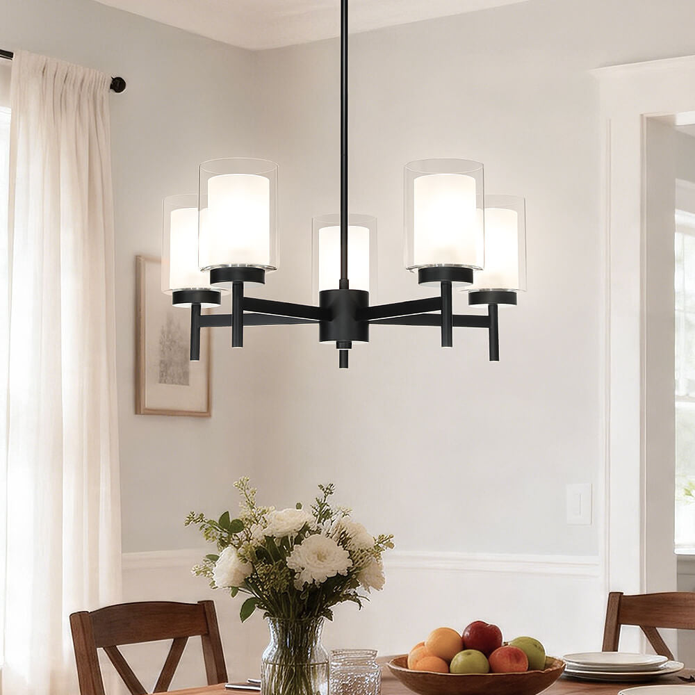 Modern Black 5-Light Glass Dining Room Chandelier