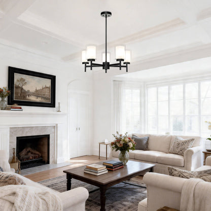 Modern Black 5-Light Glass Dining Room Chandelier