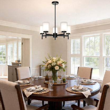 Modern Black 5-Light Glass Dining Room Chandelier