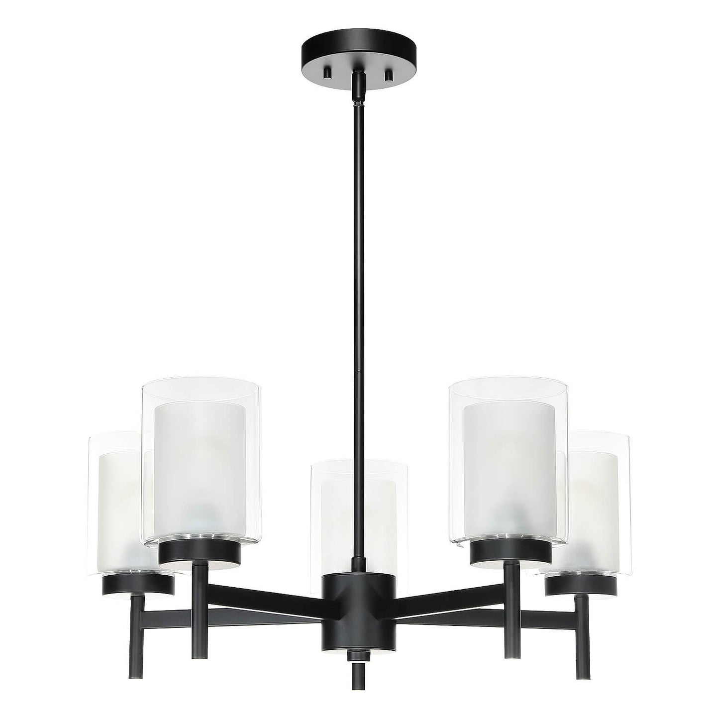 Modern Black 5-Light Glass Dining Room Chandelier