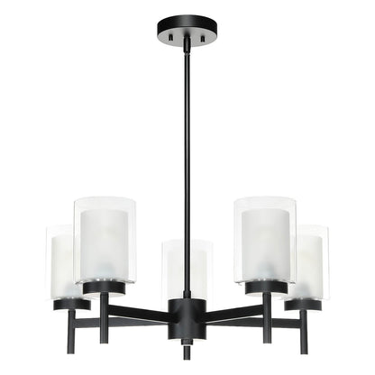Modern Black 5-Light Glass Dining Room Chandelier