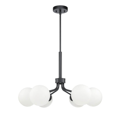 Mid-Century Modern Black Globe 6-Light Chandelier