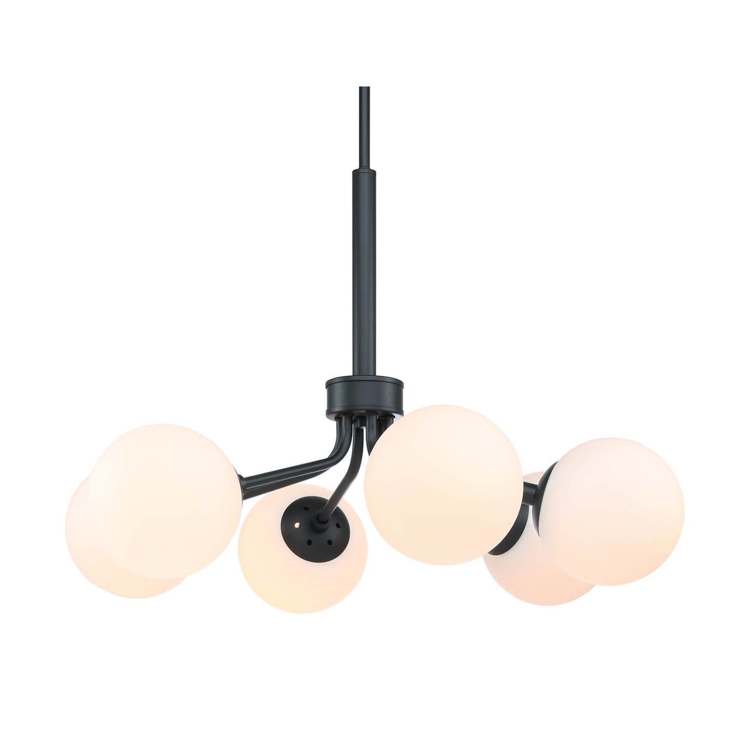 Mid-Century Modern Black Globe 6-Light Chandelier