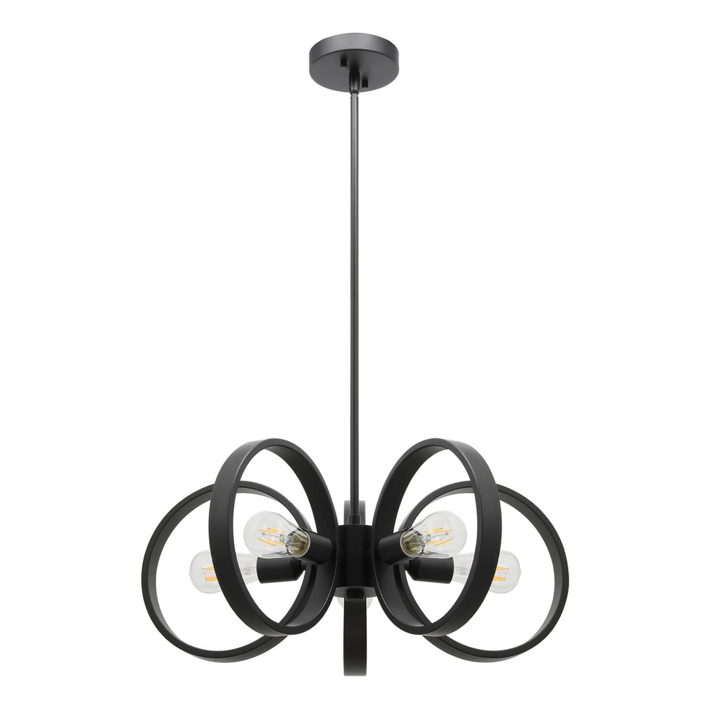 Modern Black 5-Light LED Chandelier with Edison Bulbs