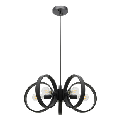 Modern Black 5-Light LED Chandelier with Edison Bulbs