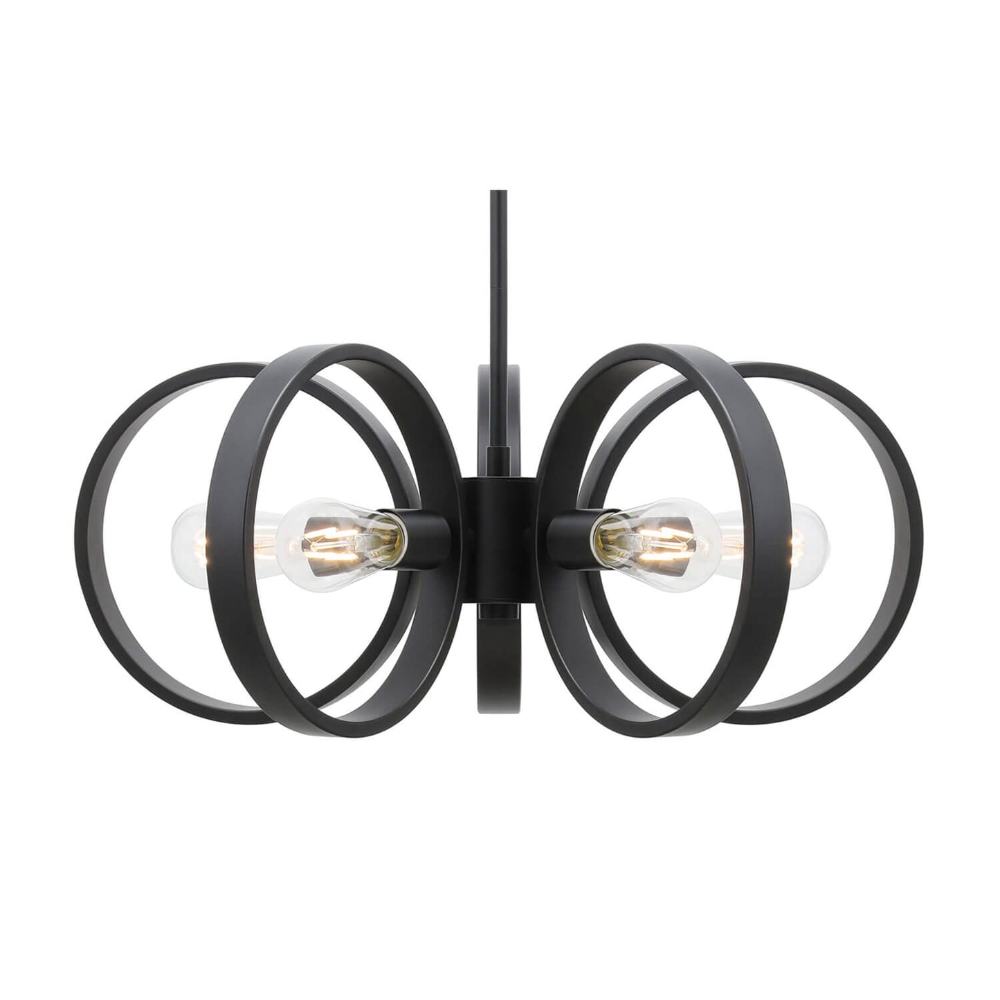 Modern Black 5-Light LED Chandelier with Edison Bulbs