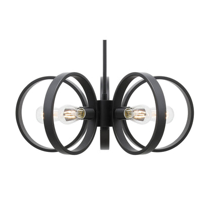 Modern Black 5-Light LED Chandelier with Edison Bulbs