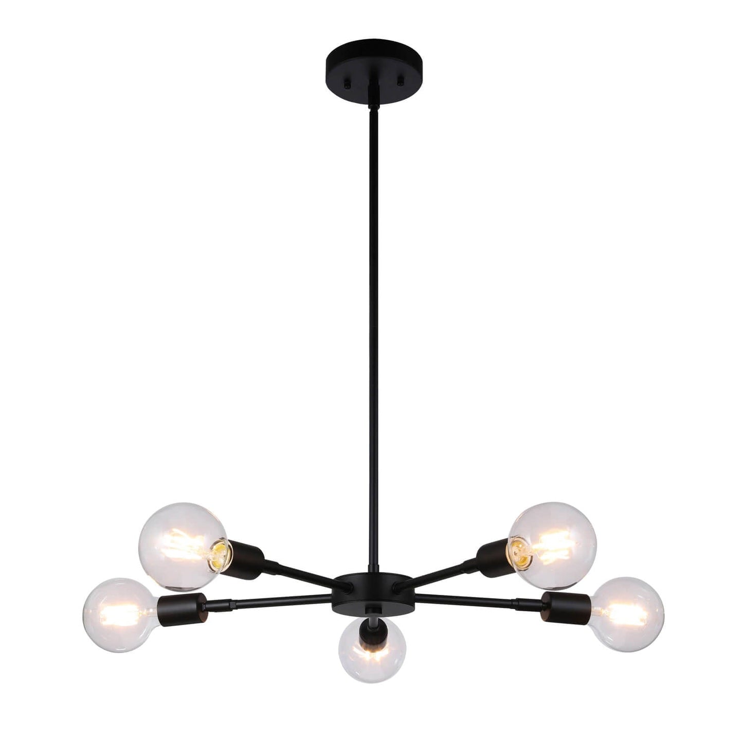 Modern Matte Black 5-Light Edison Chandelier