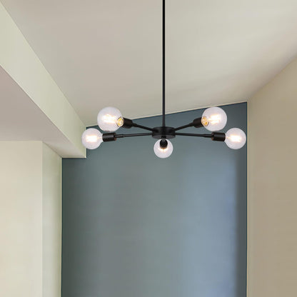 Modern Matte Black 5-Light Edison Chandelier