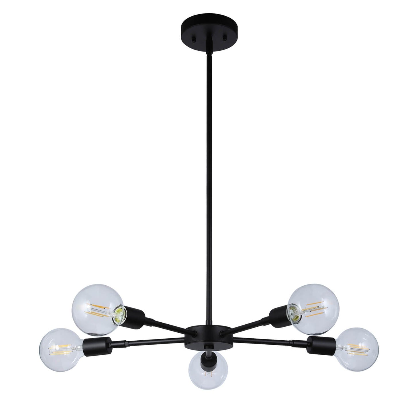 Modern Matte Black 5-Light Edison Chandelier