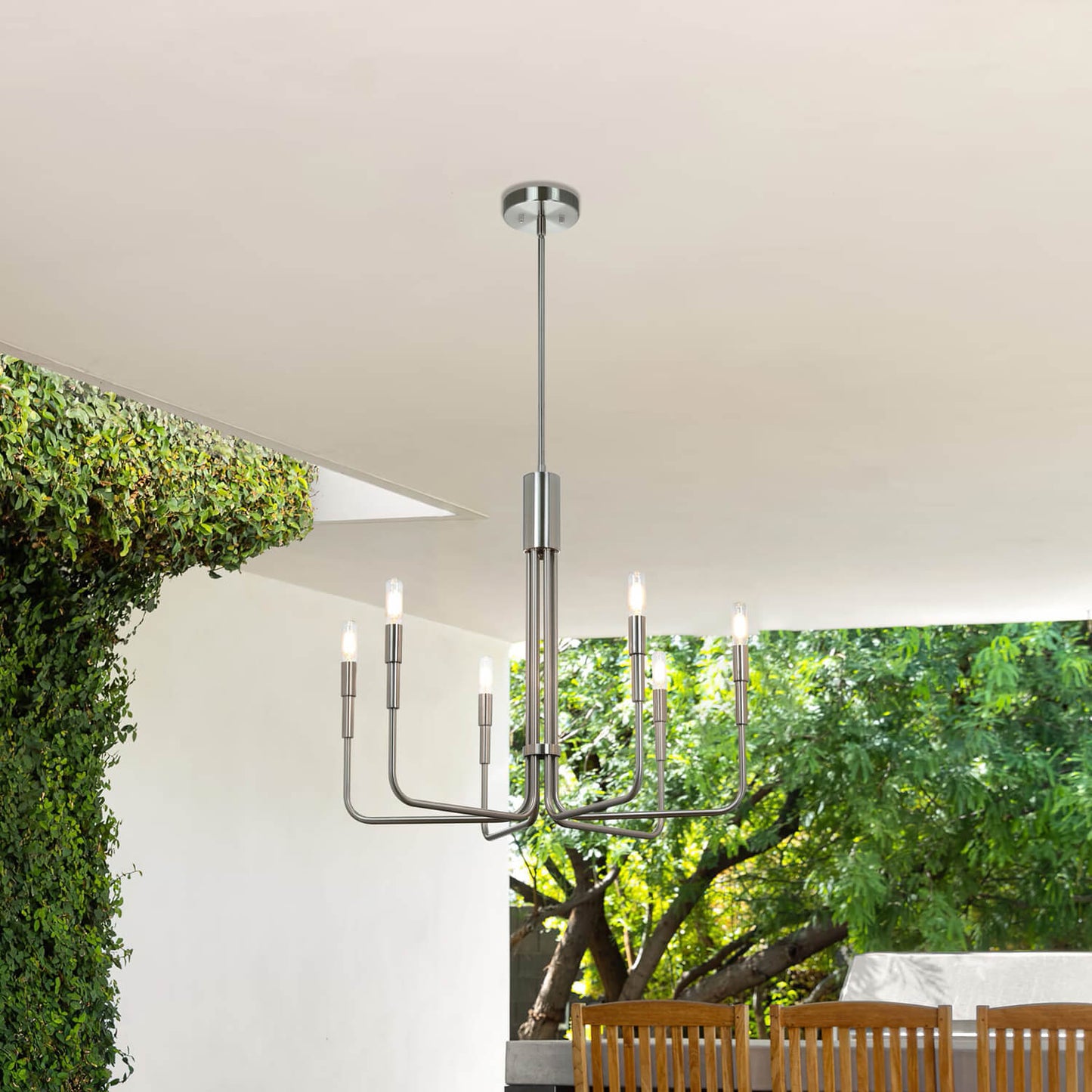 Modern Brushed Nickel 6-Light LED Chandelier
