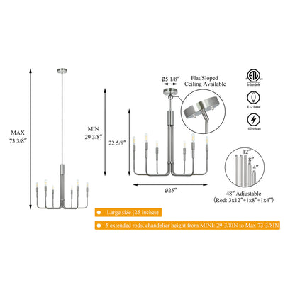 Modern Brushed Nickel 6-Light LED Chandelier
