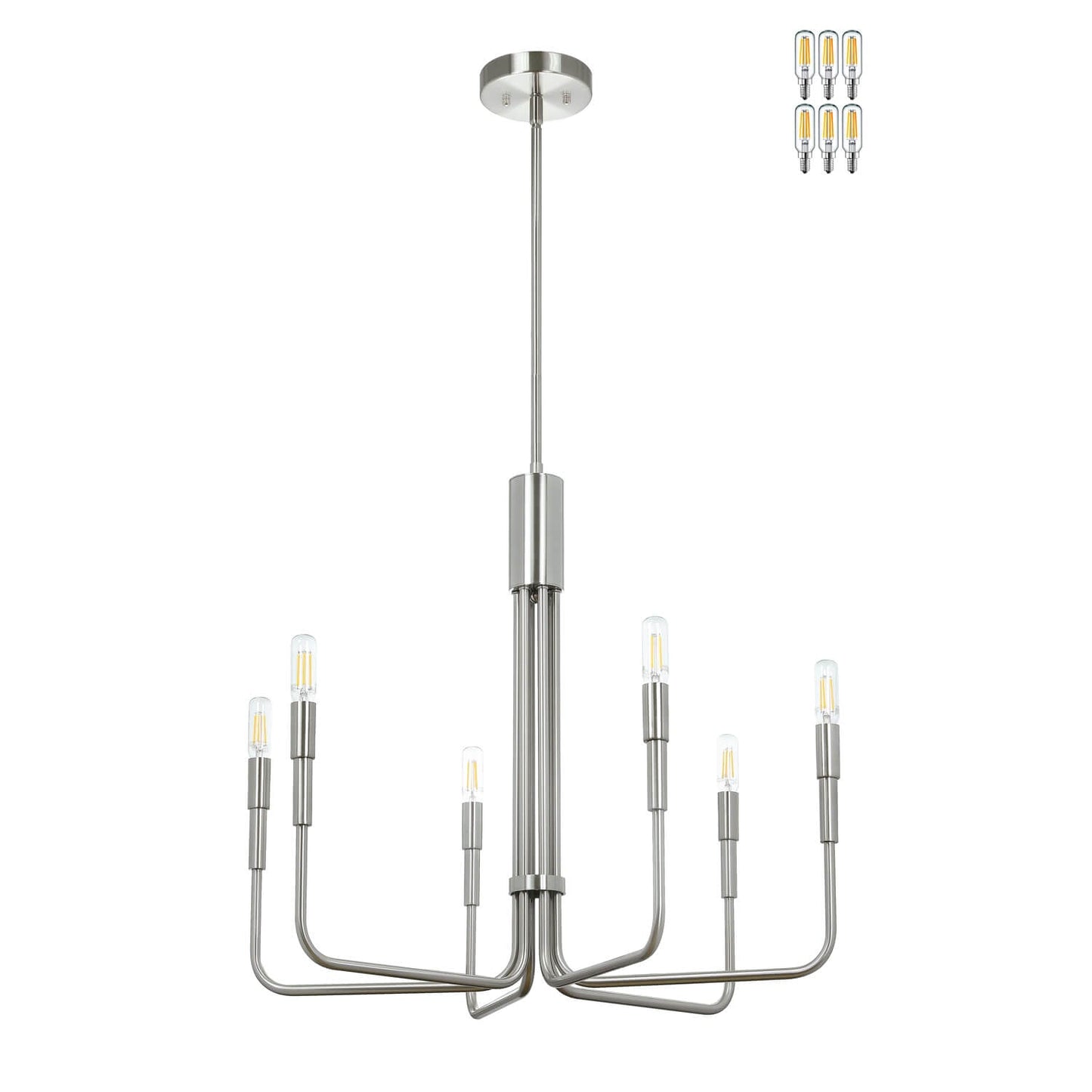 Modern Brushed Nickel 6-Light LED Chandelier