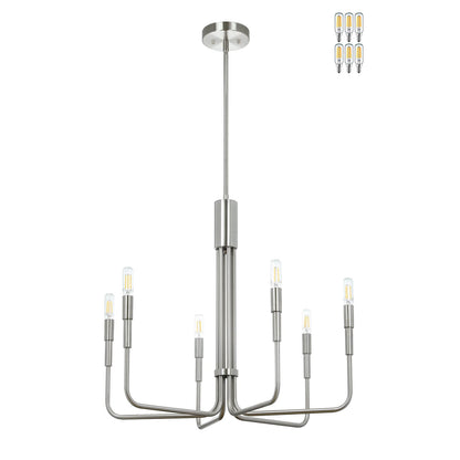 Modern Brushed Nickel 6-Light LED Chandelier