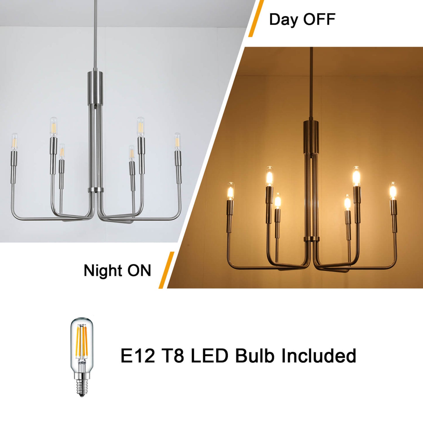 Modern Brushed Nickel 6-Light LED Chandelier
