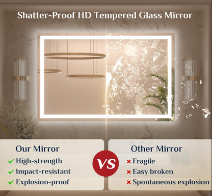 Front & Backlit Commercial LED Vanity Mirror – LED Mirror for Motel & Hotel Bathroom with Anti-Fog | LG054