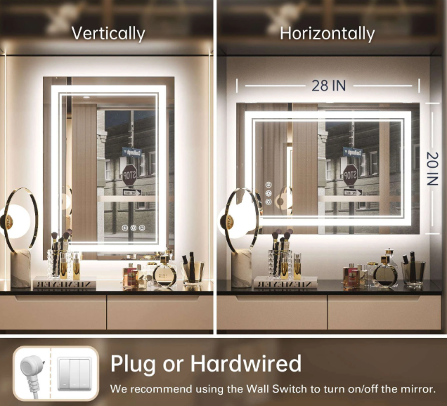 Rectangular Front & Backlit Commercial LED Vanity Mirror for Motel | LG035