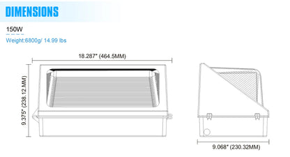 Lush Pro-Wall Max | 150W Industrial LED Wall Pack | 21,000 Lumens