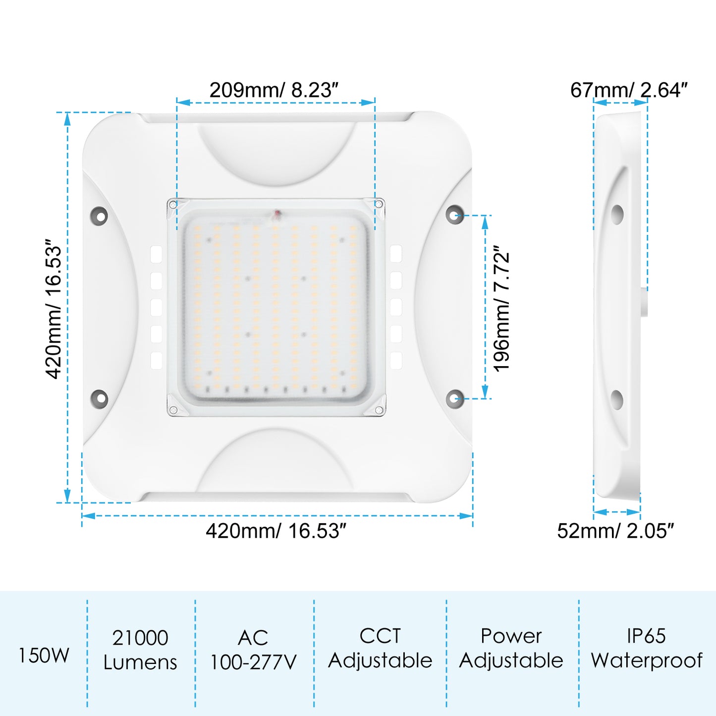 Lush Canopy-Pro Max | Tunable 90W-150W LED Canopy Light | 21,000 Lumens