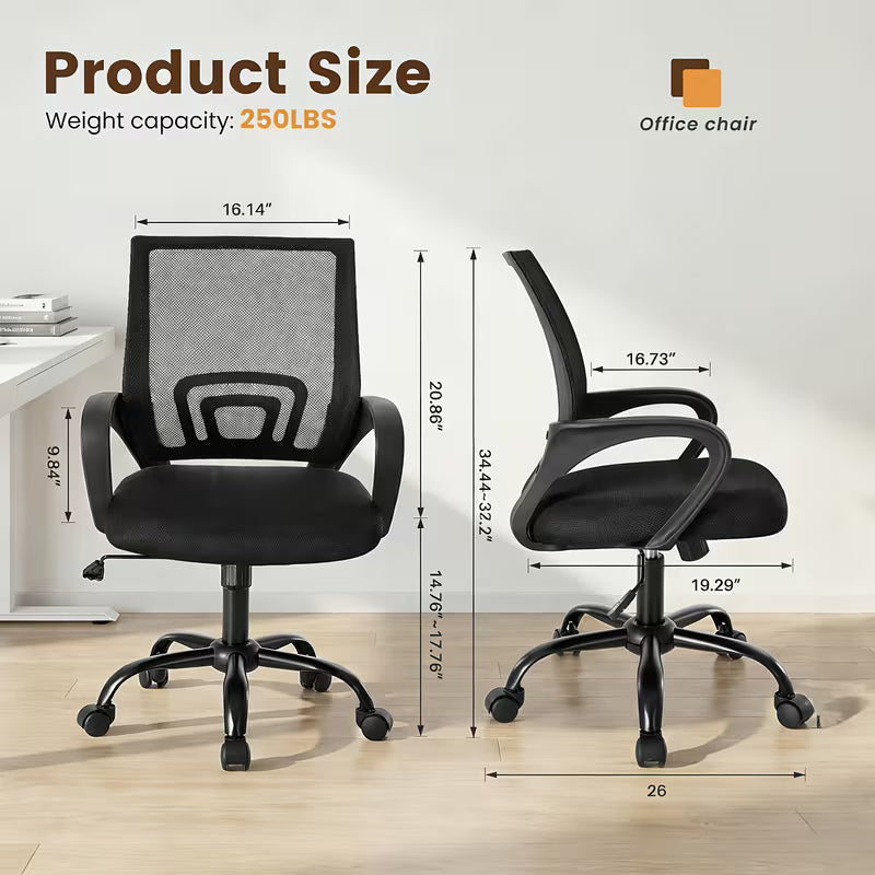 Lush Executive-Flow | Ergonomic Mid-Back Office Chair | Lumbar Support & Rocking Mode