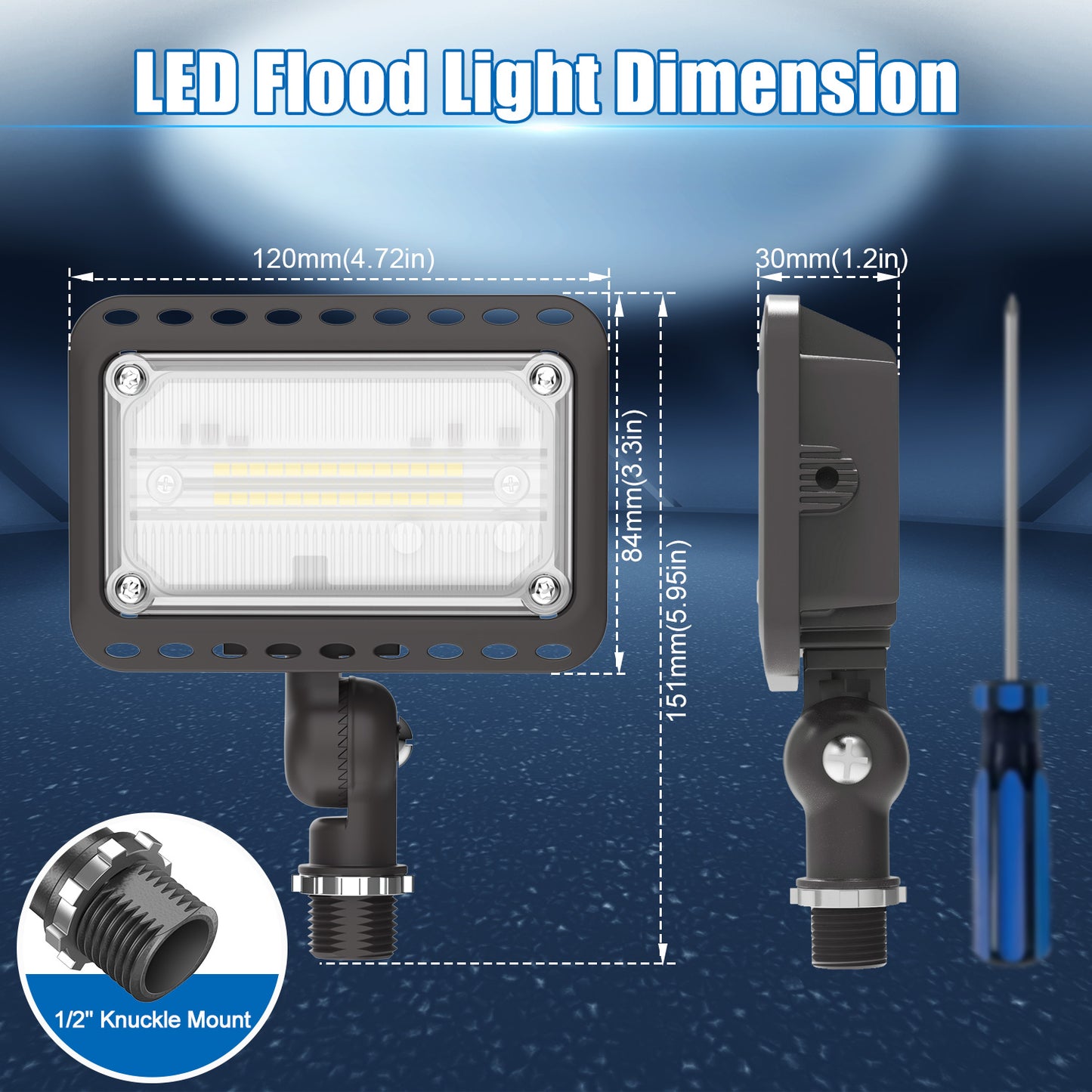 Lush Flood-Pro | High-Output LED Knuckle Flood Light | 20W - 120W Options