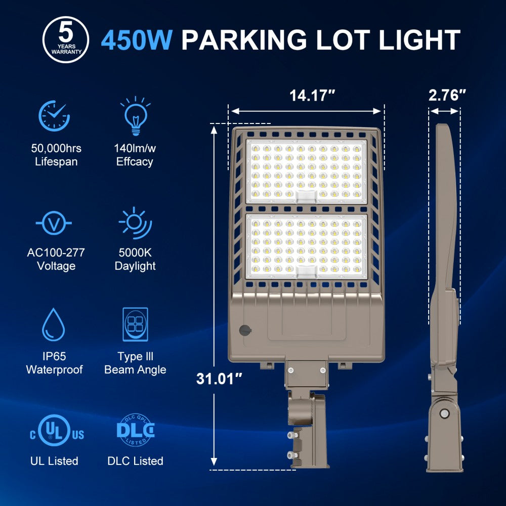 Lush Atlas Heavy-Duty LED Parking Lot Light | 150W - 450W Industrial Shoebox