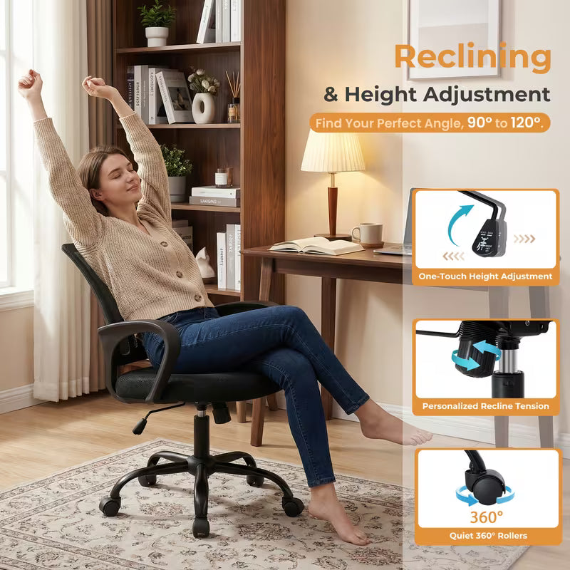 Lush Executive-Flow | Ergonomic Mid-Back Office Chair | Lumbar Support & Rocking Mode