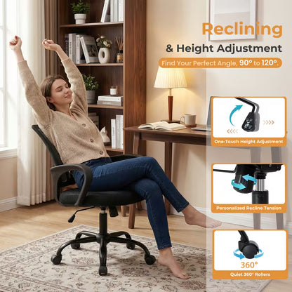 Lush Executive-Flow | Ergonomic Mid-Back Office Chair | Lumbar Support & Rocking Mode