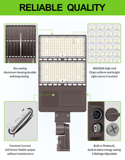 Lush Titan V2 LED Shoebox Light | Tunable Power & CCT | 100W - 320W Industrial Pole Light