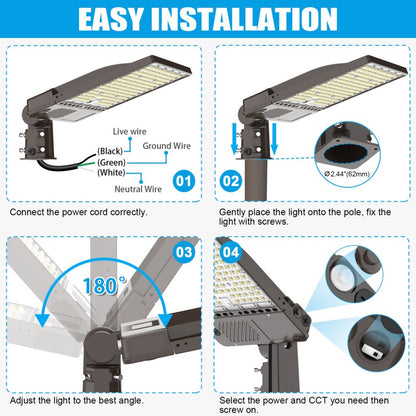 IP65 Waterproof LED Parking Lot Fixture with Universal Mounting