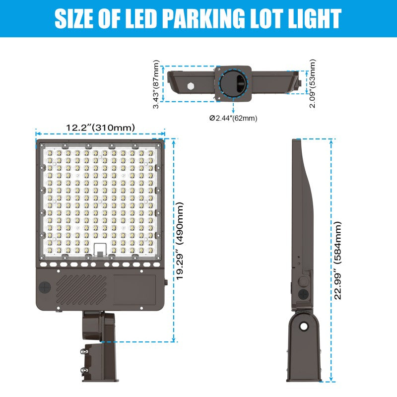 IP65 Waterproof LED Parking Lot Fixture with Universal Mounting