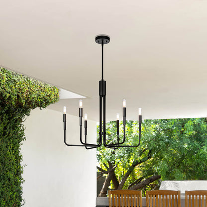 Farmhouse Black 6-Light Candle Chandelier