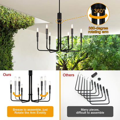 Farmhouse Black 6-Light Candle Chandelier