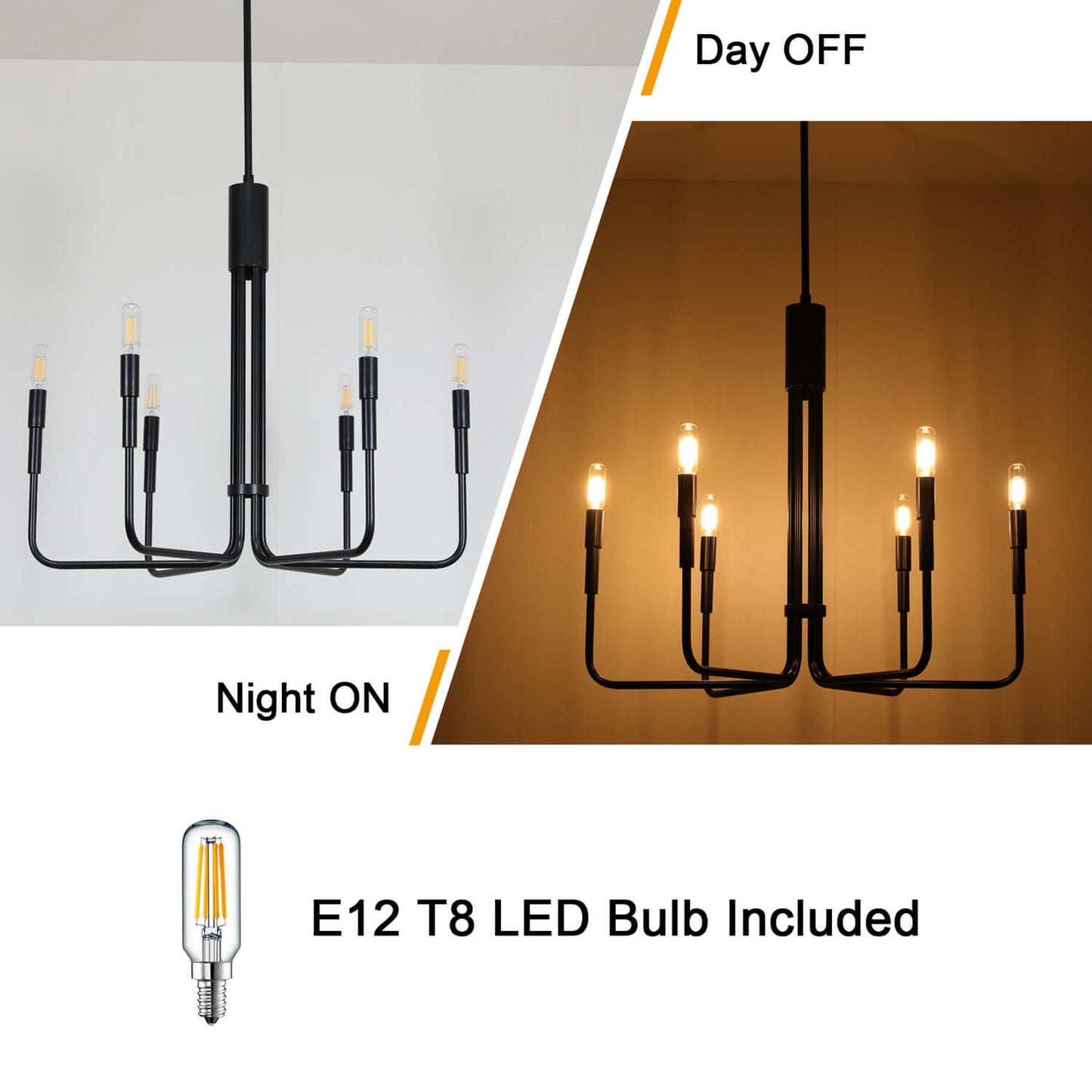 Farmhouse Black 6-Light Candle Chandelier