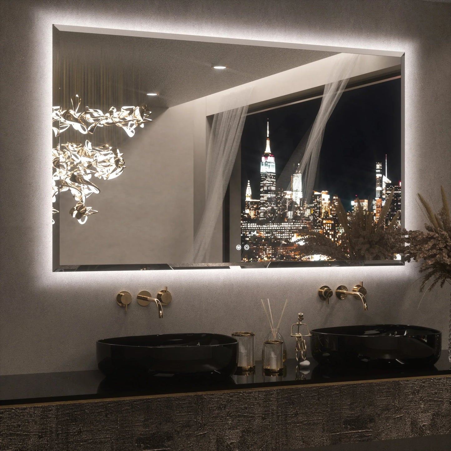 Commercial LED Bathroom Mirror for Motels | Backlit | Anti-Fog | UL Listed