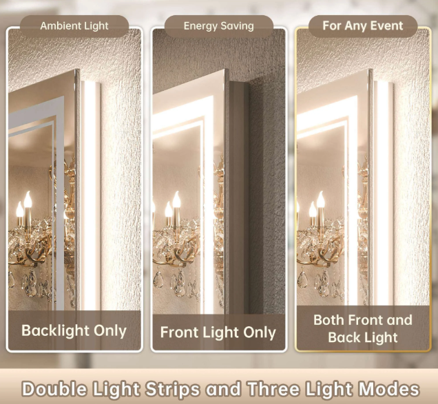 Rectangular Front & Backlit Commercial LED Vanity Mirror for Motel | LG035