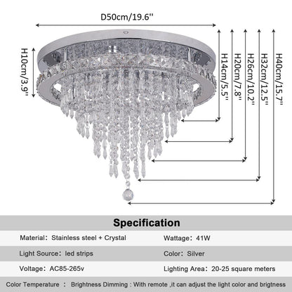 Aurelia Modern Crystal LED Ceiling Chandelier – 50cm